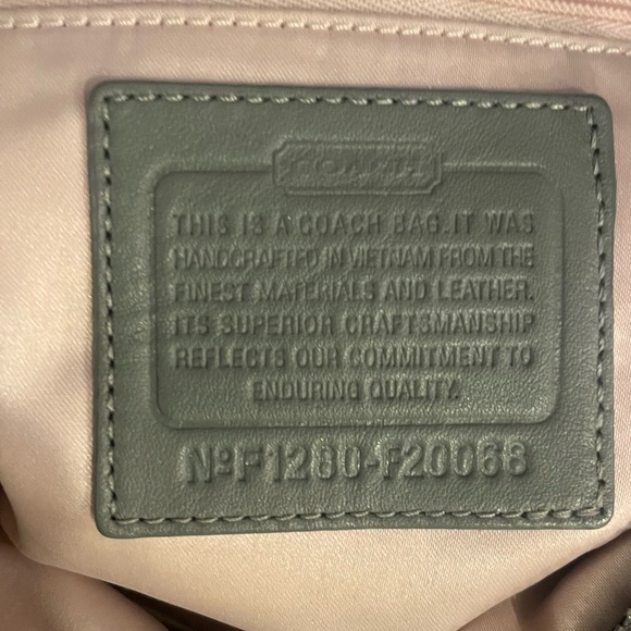 Grey and light grey leather and fabric coach bag - Picture 5 of 6